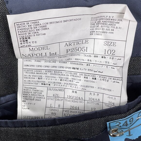 Suit Supply Vitale Barberis Canonico‎ Blazer Men 42L Gray Super 110s Wool Italy - Picture 8 of 14